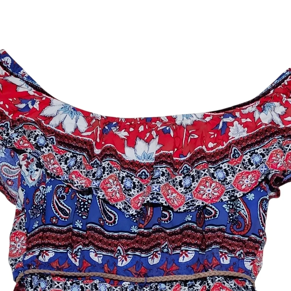 No Boundaries Red and Blue Paisley Dress